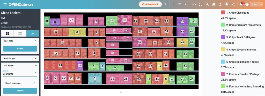Planogram automatically segmented by color in OPENCatman