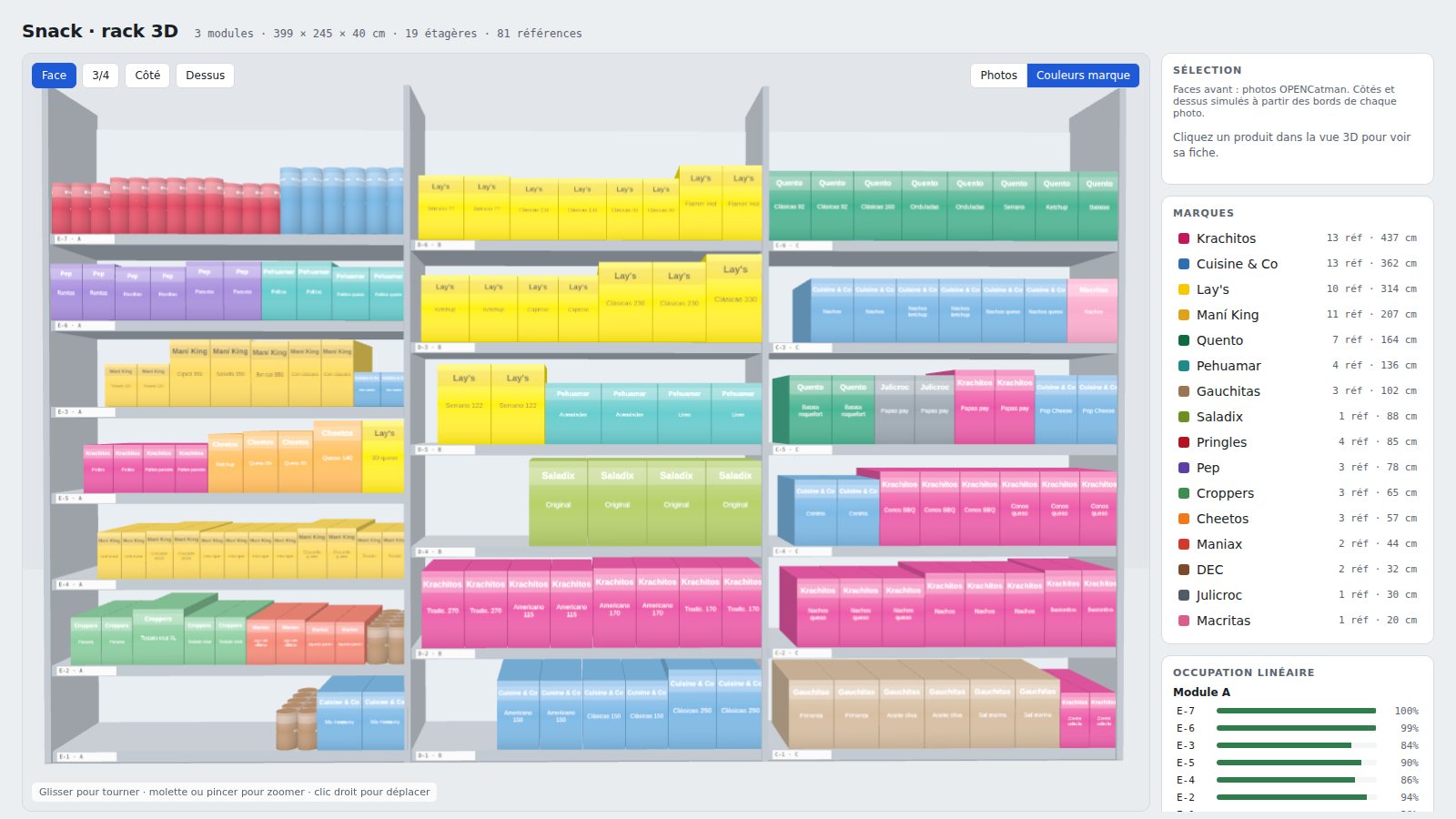 3D planogram in brand color mode